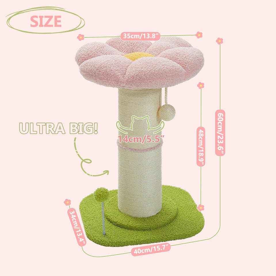 Cat Tree Palace - Cat Scratching Posts USA Cat Scratching Post Specialists | Cat Scratcher Trees & Poles 23.6" Flower Cat Scratching Post