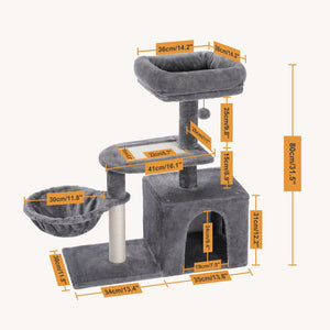 Cat Tree Palace - Cat Scratching Posts USA Cat Scratching Post Specialists | Cat Scratcher Trees & Poles 31.5" Cat Scratching Post / Tree / Pole - Grey