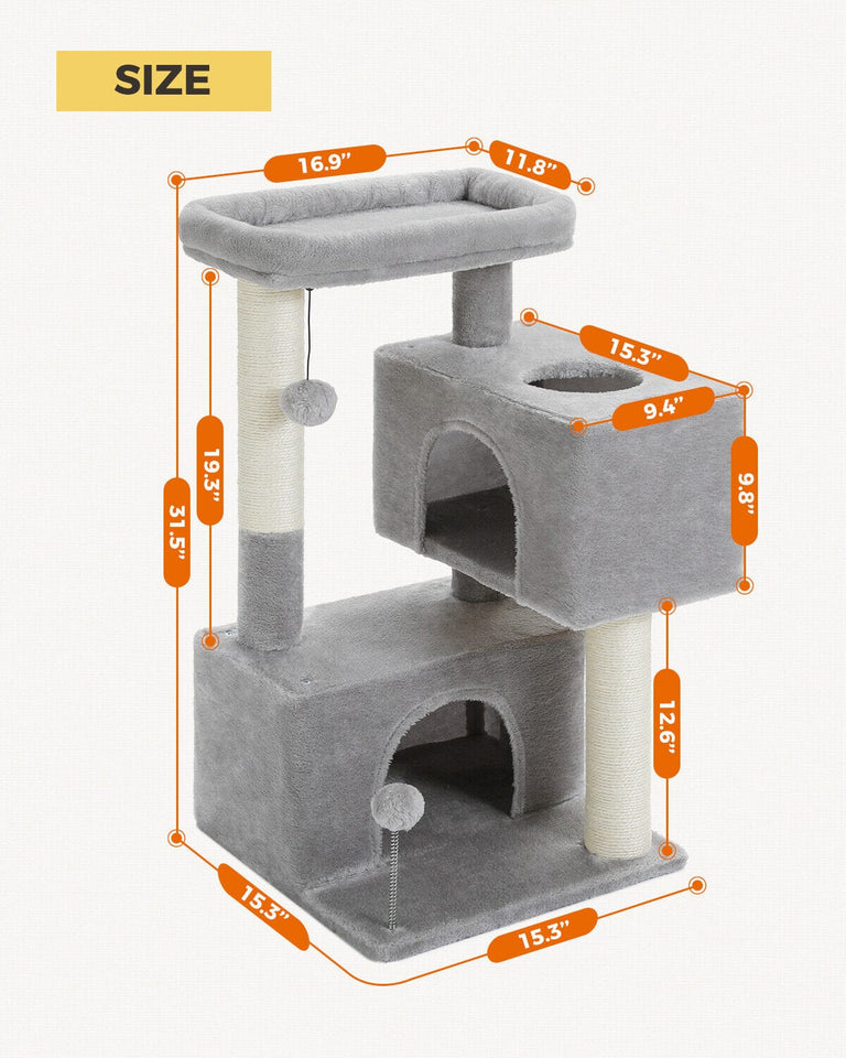 Cat Tree Palace - Cat Scratching Posts USA Cat Scratching Post Specialists | Cat Scratcher Trees & Poles 31.5" Cat Scratching Tree with Condos