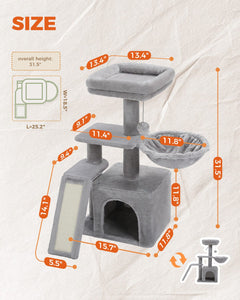 Cat Tree Palace - Cat Scratching Posts USA Cat Scratching Post Specialists | Cat Scratcher Trees & Poles 31.5" Compact Cat Scratching Tree/ Post