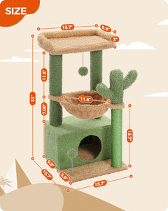 Cat Tree Palace - Cat Scratching Posts USA Cat Scratching Post Specialists | Cat Scratcher Trees & Poles 33" Cactus Condo Cat Scratching Tree