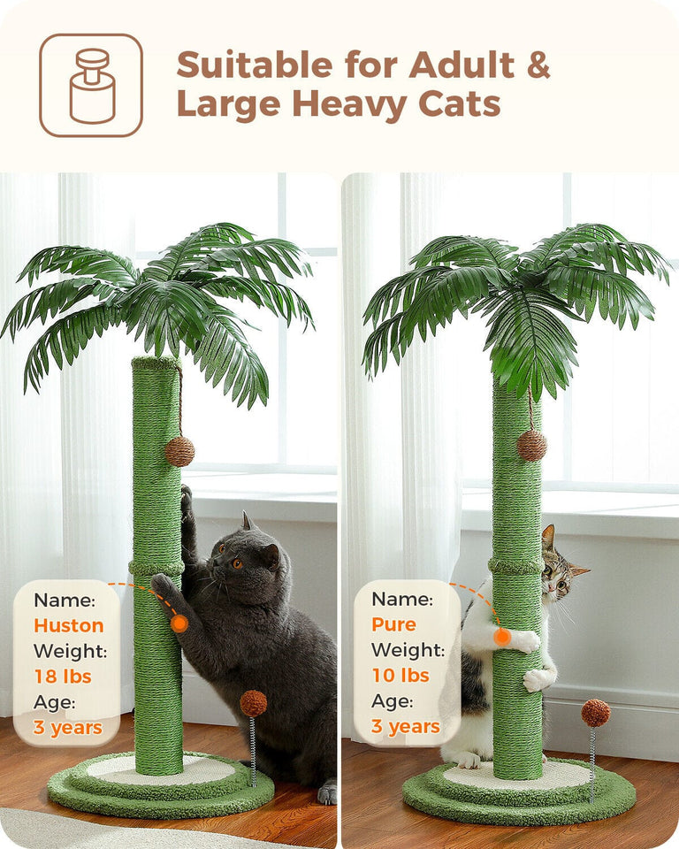 Cat Tree Palace - Cat Scratching Posts USA Cat Scratching Post Specialists | Cat Scratcher Trees & Poles 33" Cat Palm Tree Scratching Post/ Pole