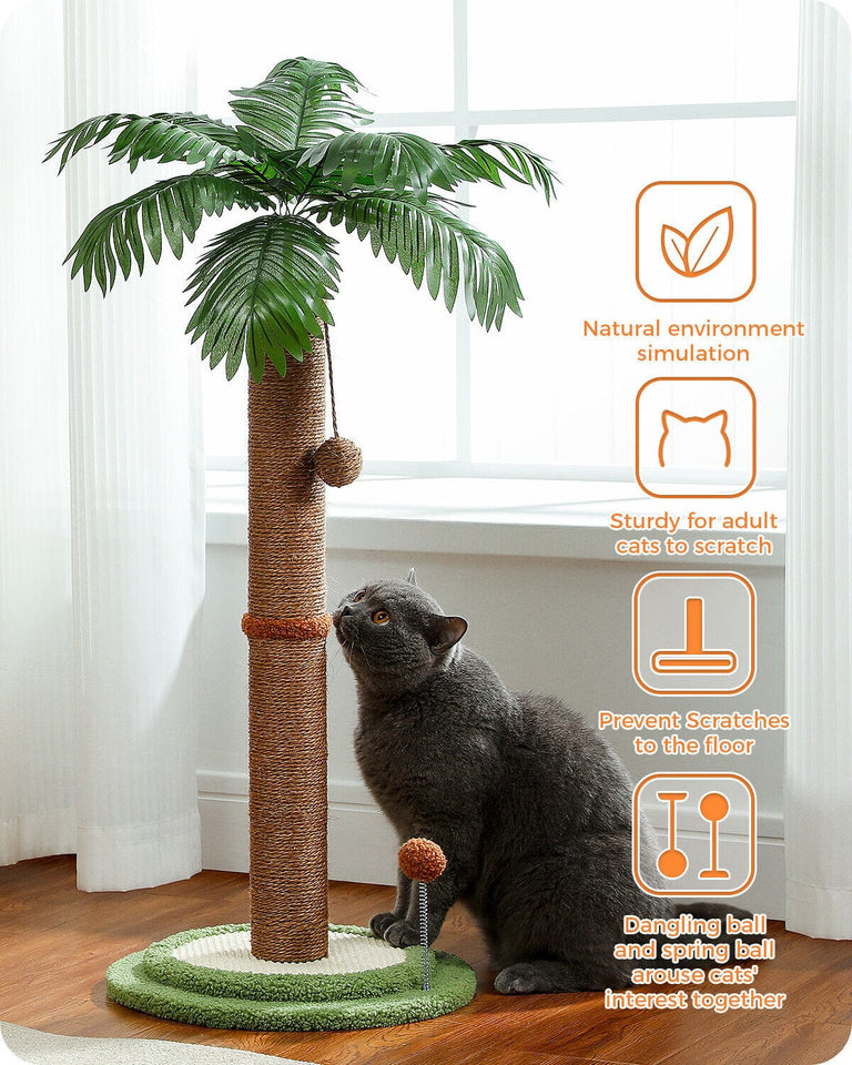 Cat Tree Palace - Cat Scratching Posts USA Cat Scratching Post Specialists | Cat Scratcher Trees & Poles 33" Cat Palm Tree Scratching Post/ Pole