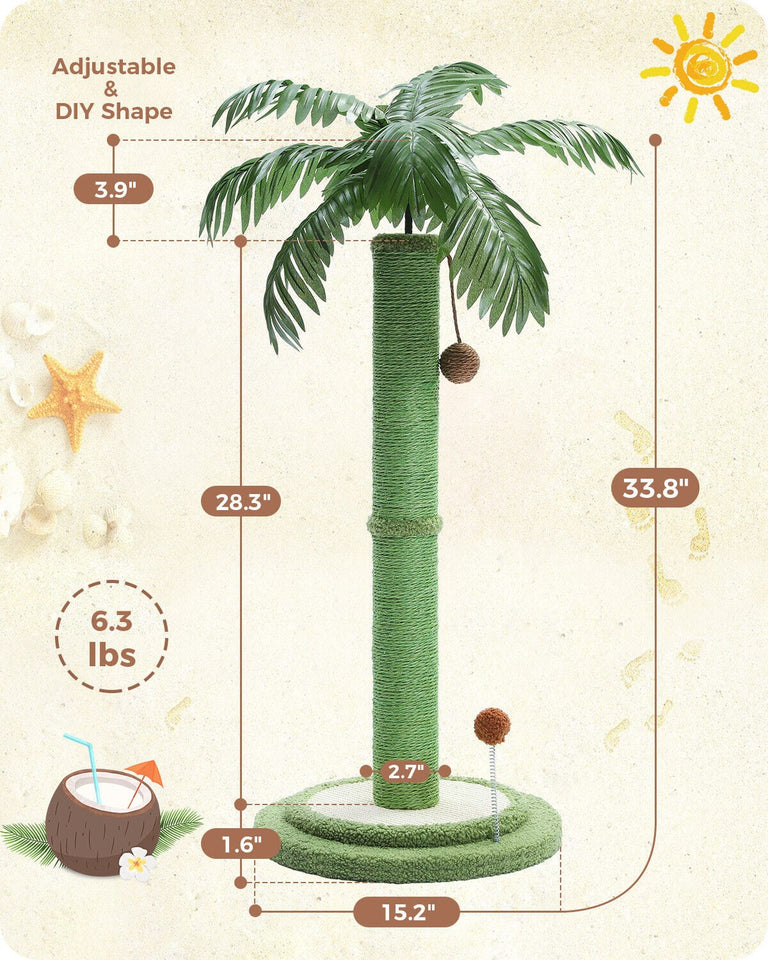 Cat Tree Palace - Cat Scratching Posts USA Cat Scratching Post Specialists | Cat Scratcher Trees & Poles 33" Cat Palm Tree Scratching Post/ Pole