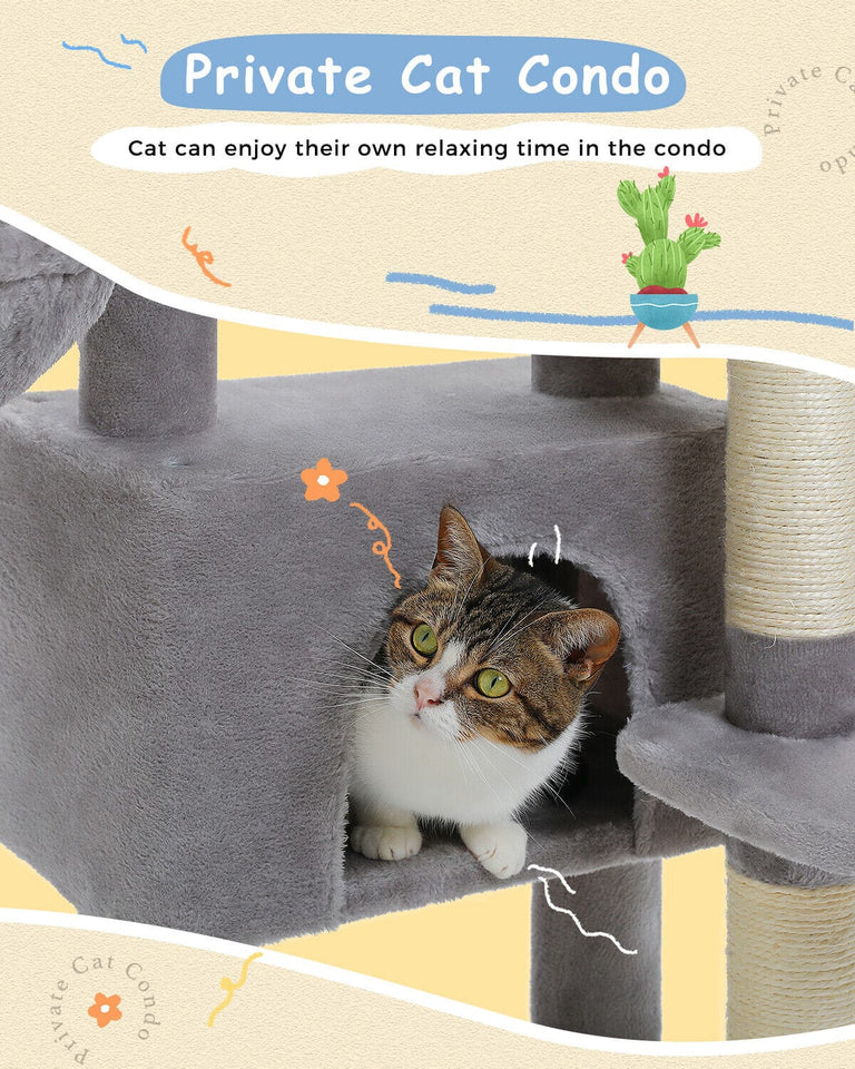 Cat Tree Palace - Cat Scratching Posts USA Cat Scratching Post Specialists | Cat Scratcher Trees & Poles 34.6" Compact Cat Scratching Tree Condo