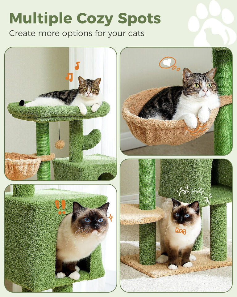 Cat Tree Palace - Cat Scratching Posts USA Cat Scratching Post Specialists | Cat Scratcher Trees & Poles 35.4" Cactus Cat Scratching Tree with Condo