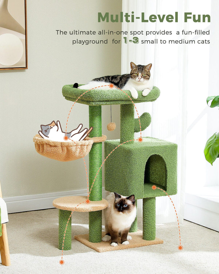 Cat Tree Palace - Cat Scratching Posts USA Cat Scratching Post Specialists | Cat Scratcher Trees & Poles 35.4" Cactus Cat Scratching Tree with Condo
