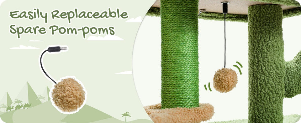 Cat Tree Palace - Cat Scratching Posts USA Cat Scratching Post Specialists | Cat Scratcher Trees & Poles 35.4" Cactus Cat Scratching Tree with Condo