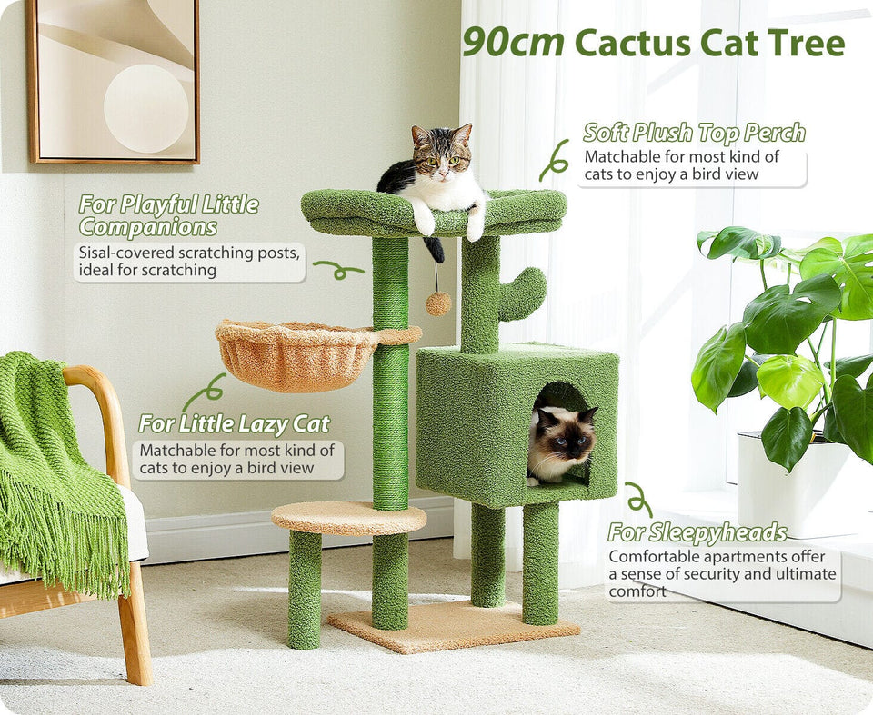 Cat Tree Palace - Cat Scratching Posts USA Cat Scratching Post Specialists | Cat Scratcher Trees & Poles 35.4" Cactus Cat Scratching Tree with Condo