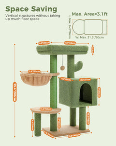 Cat Tree Palace - Cat Scratching Posts USA Cat Scratching Post Specialists | Cat Scratcher Trees & Poles 35.4" Cactus Cat Scratching Tree with Condo