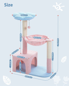 Cat Tree Palace - Cat Scratching Posts USA Cat Scratching Post Specialists | Cat Scratcher Trees & Poles 36.6" Flower Top Cat Scratching Tree Pink/ Blue