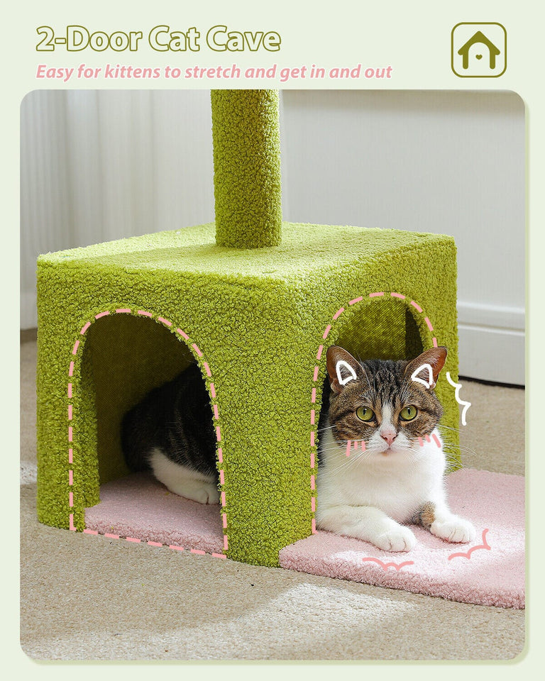 Cat Tree Palace - Cat Scratching Posts USA Cat Scratching Post Specialists | Cat Scratcher Trees & Poles 36.6" Flower Top Cat Scratching Tree Pink/ Green