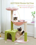 Cat Tree Palace - Cat Scratching Posts USA Cat Scratching Post Specialists | Cat Scratcher Trees & Poles 36.6" Flower Top Cat Scratching Tree Pink/ Green