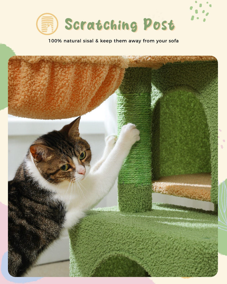 Cat Tree Palace - Cat Scratching Posts USA Cat Scratching Post Specialists | Cat Scratcher Trees & Poles 43.3" Tropical Cat Scratching Tree Condo