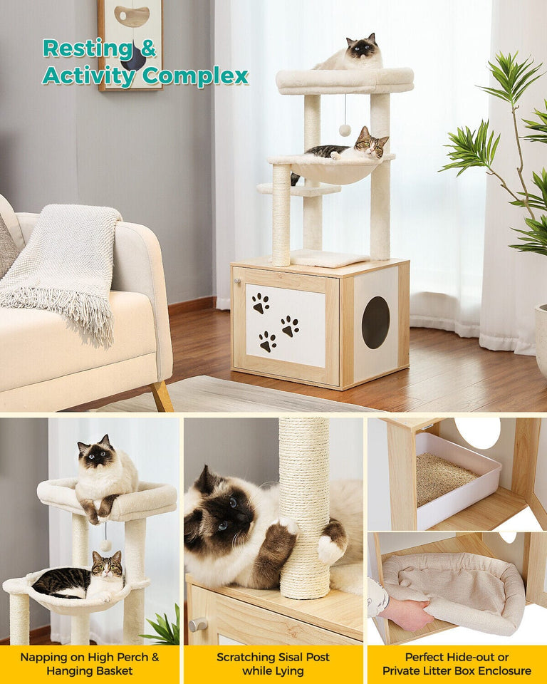 Cat Tree Palace - Cat Scratching Posts USA Cat Scratching Post Specialists | Cat Scratcher Trees & Poles 46.1" Cat Scratching Post / Tree / Pole with Litter Box Cupboard