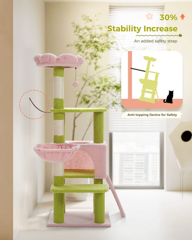 Cat Tree Palace - Cat Scratching Posts USA Cat Scratching Post Specialists | Cat Scratcher Trees & Poles 47.2" Flower Top Cat Tree Condo