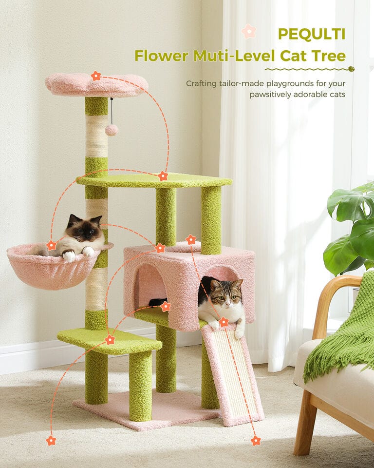 Cat Tree Palace - Cat Scratching Posts USA Cat Scratching Post Specialists | Cat Scratcher Trees & Poles 47.2" Flower Top Cat Tree Condo