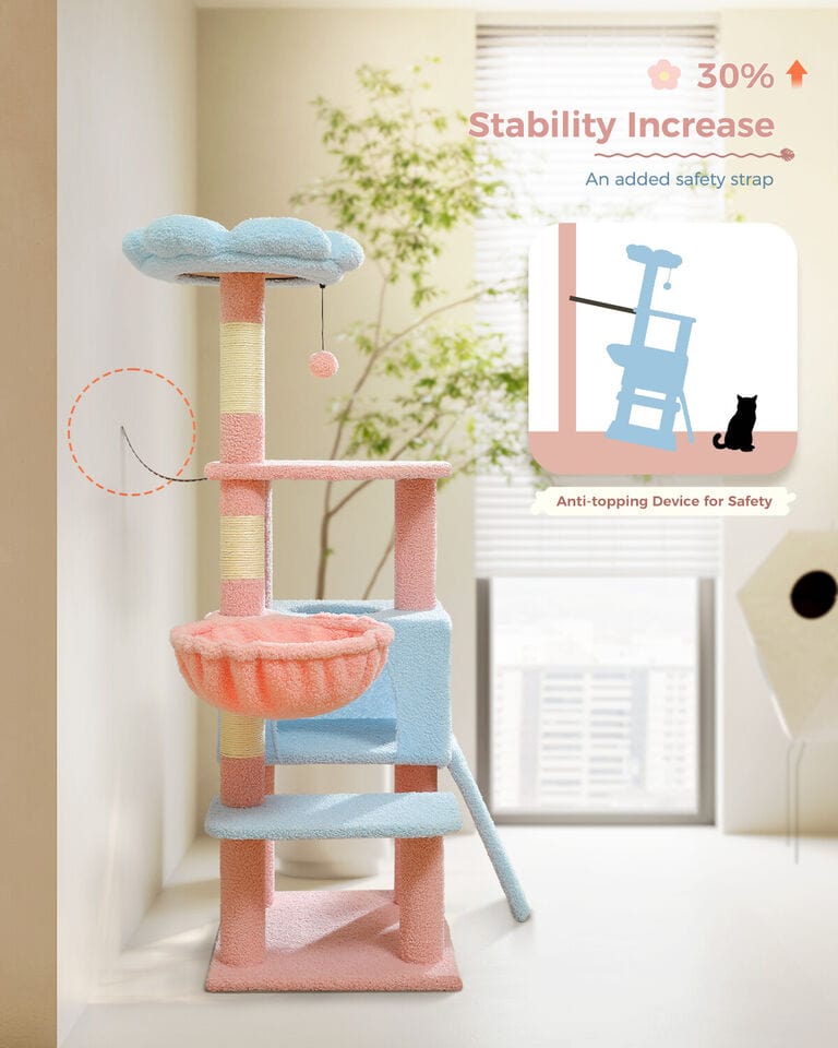 Cat Tree Palace - Cat Scratching Posts USA Cat Scratching Post Specialists | Cat Scratcher Trees & Poles 47.2" Flower Top Cat Tree Condo