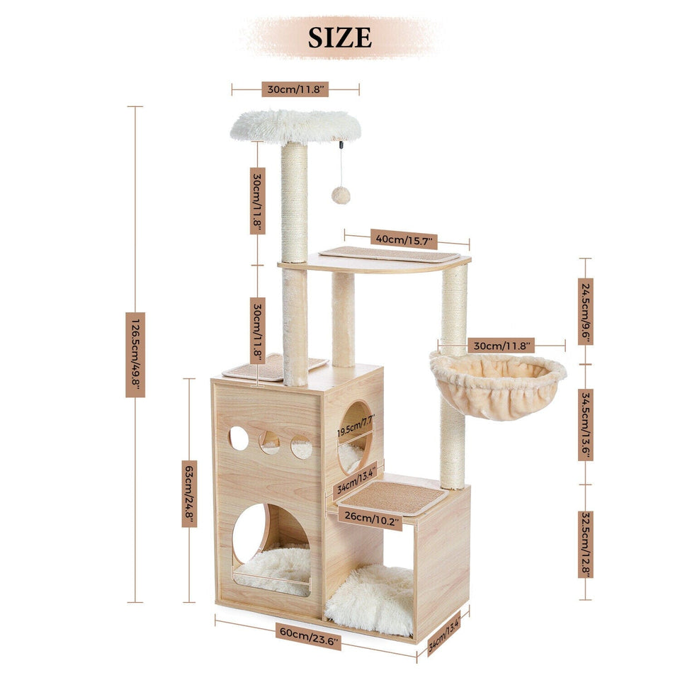 Cat Tree Palace - Cat Scratching Posts USA Cat Scratching Post Specialists | Cat Scratcher Trees & Poles 49.8" Cat Scratching Post / Tree / Pole - Beige Wood