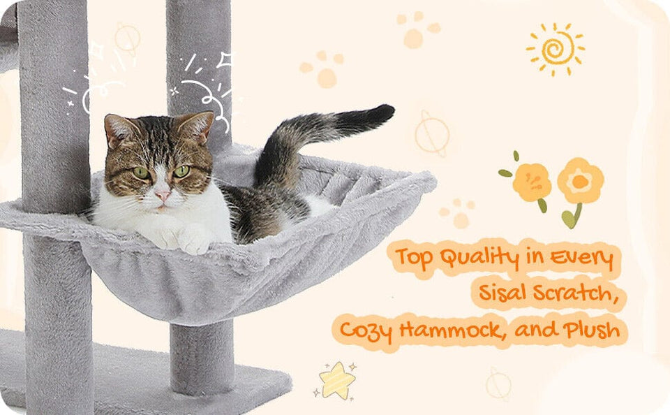 Cat Tree Palace - Cat Scratching Posts USA Cat Scratching Post Specialists | Cat Scratcher Trees & Poles 50.4" Multilevel Cat Scratching Tree Tower