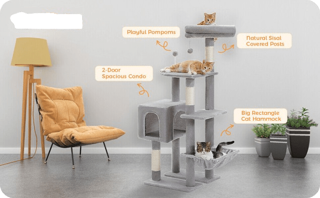 Cat Tree Palace - Cat Scratching Posts USA Cat Scratching Post Specialists | Cat Scratcher Trees & Poles 50.4" Multilevel Cat Scratching Tree Tower