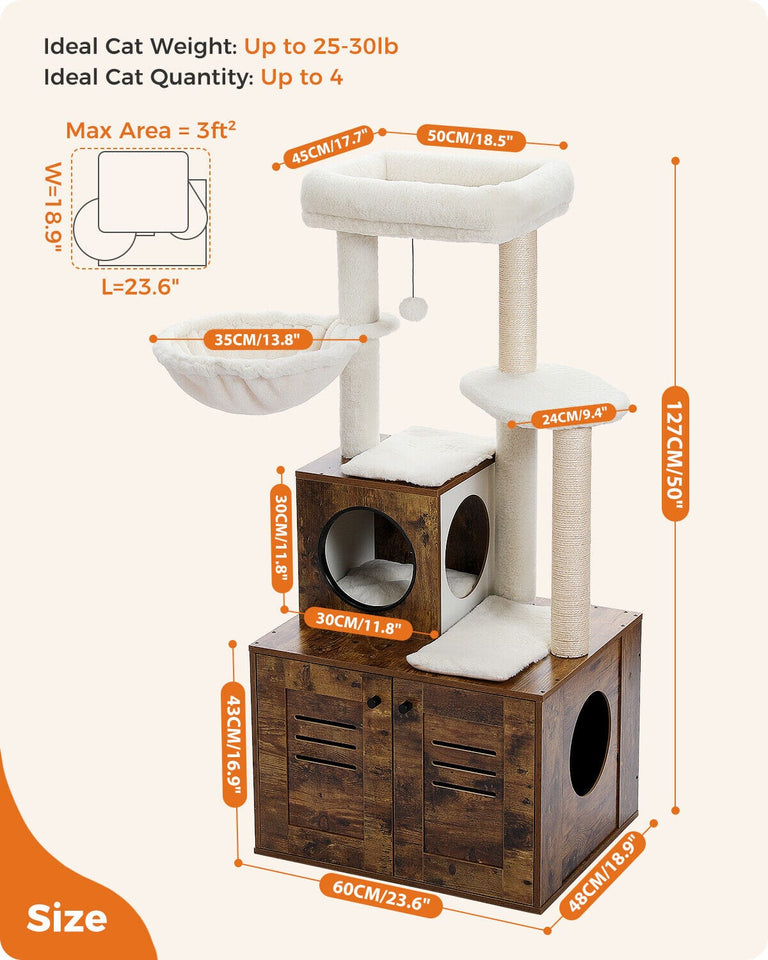 Cat Tree Palace - Cat Scratching Posts USA Cat Scratching Post Specialists | Cat Scratcher Trees & Poles 50" Cat Scratching Tree with Storage Cupboard