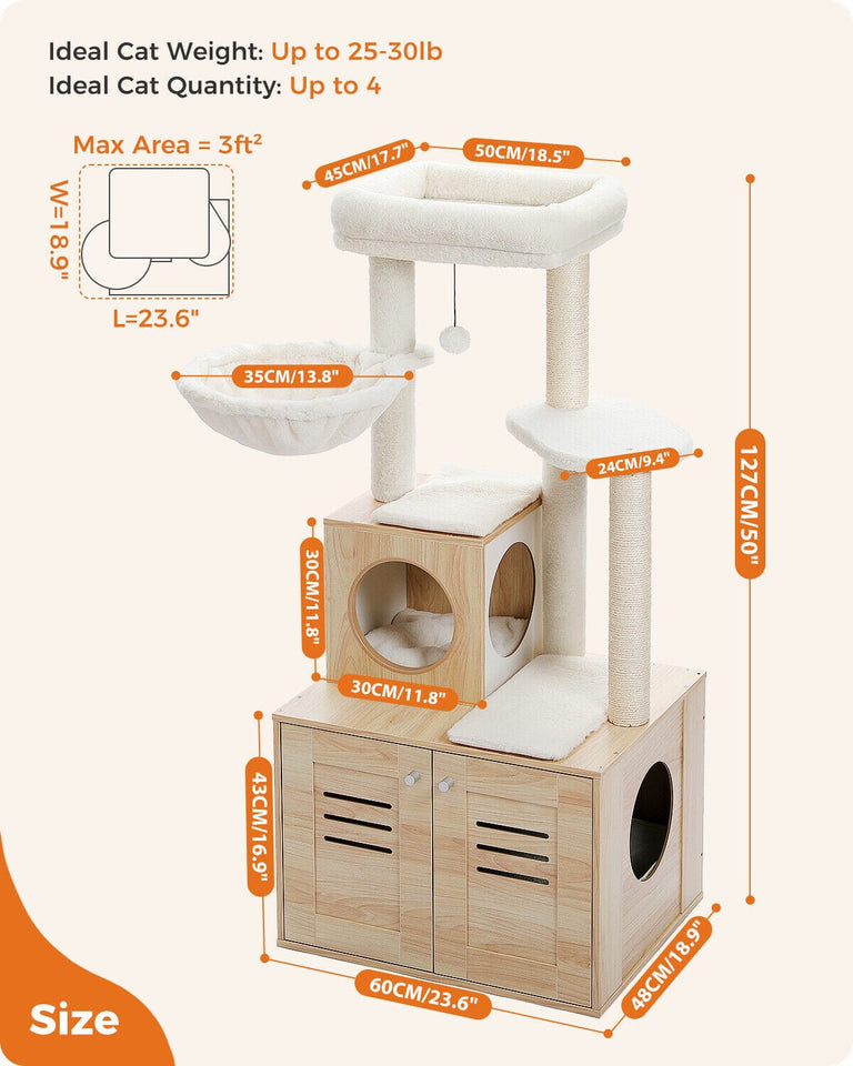 Cat Tree Palace - Cat Scratching Posts USA Cat Scratching Post Specialists | Cat Scratcher Trees & Poles 50" Cat Scratching Tree with Storage Cupboard
