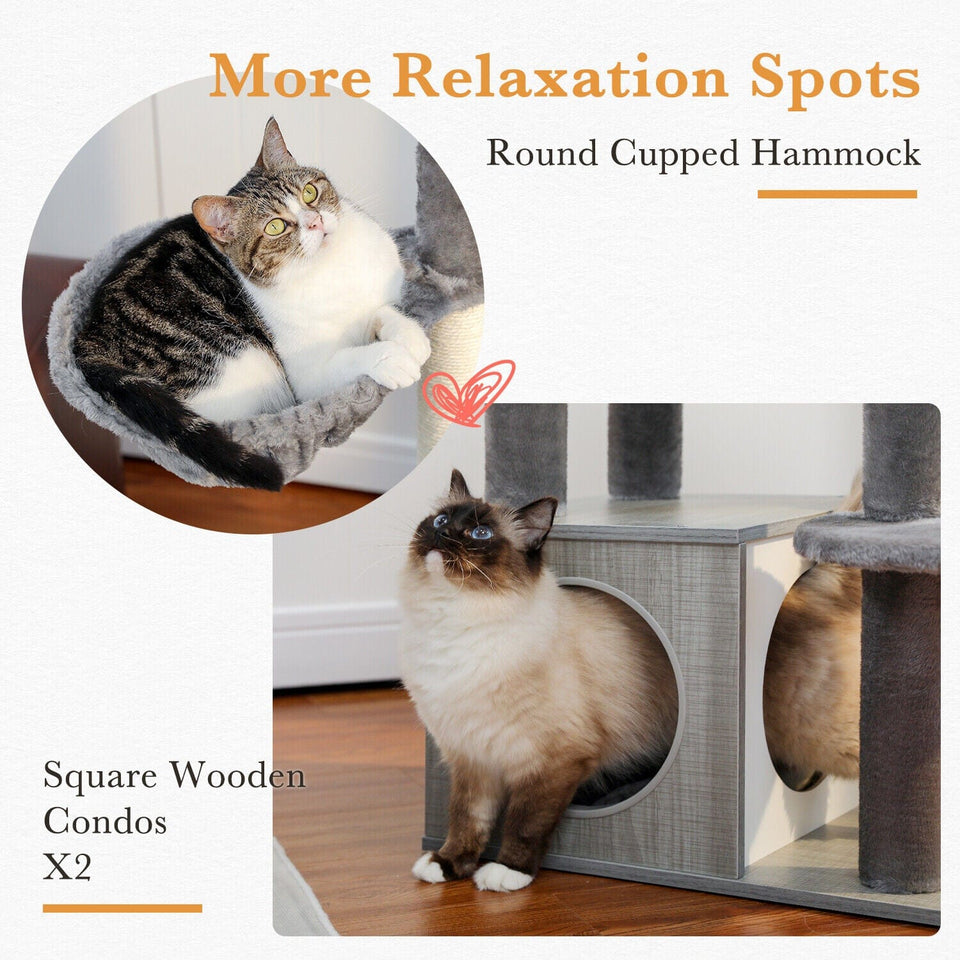 Cat Tree Palace - Cat Scratching Posts USA Cat Scratching Post Specialists | Cat Scratcher Trees & Poles 51.2" Dual Condo Cat Tree Scratching Post/ Pole