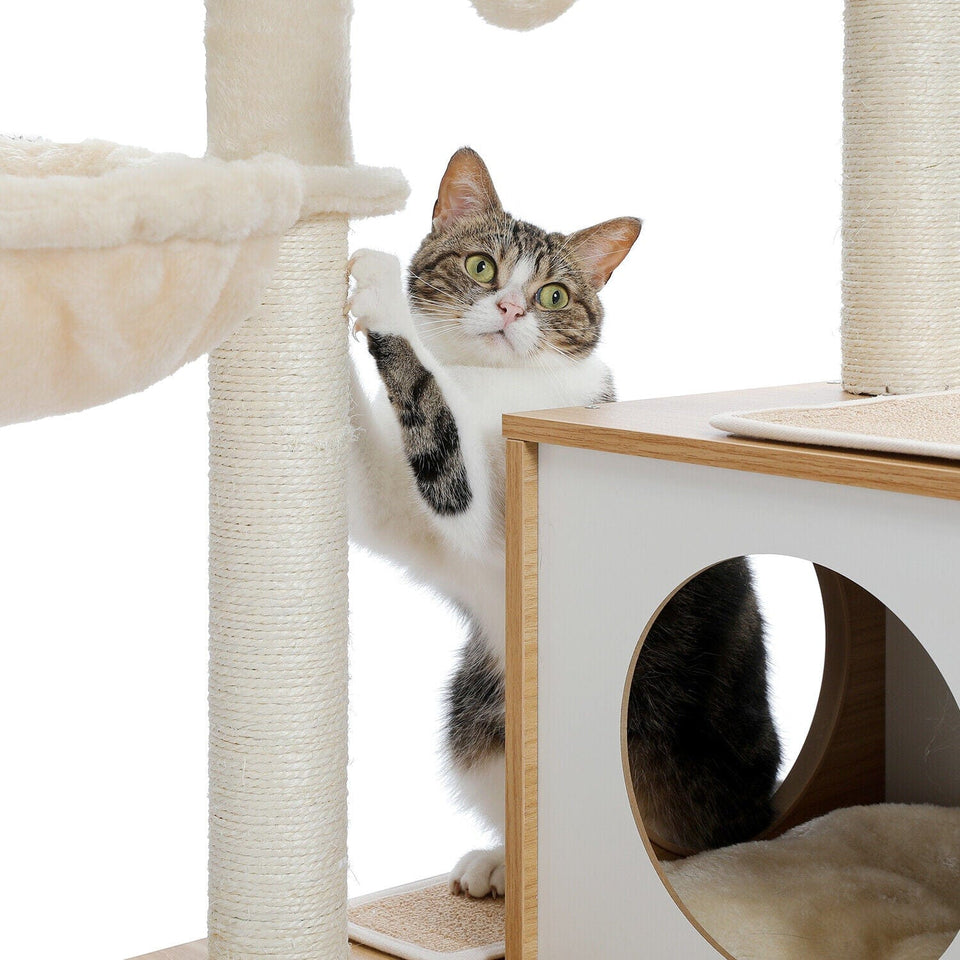 Cat Tree Palace - Cat Scratching Posts USA Cat Scratching Post Specialists | Cat Scratcher Trees & Poles 51.2" Dual Condo Cat Tree Scratching Post/ Pole