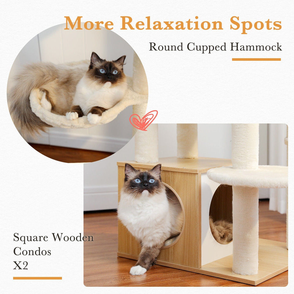 Cat Tree Palace - Cat Scratching Posts USA Cat Scratching Post Specialists | Cat Scratcher Trees & Poles 51.2" Dual Condo Cat Tree Scratching Post/ Pole
