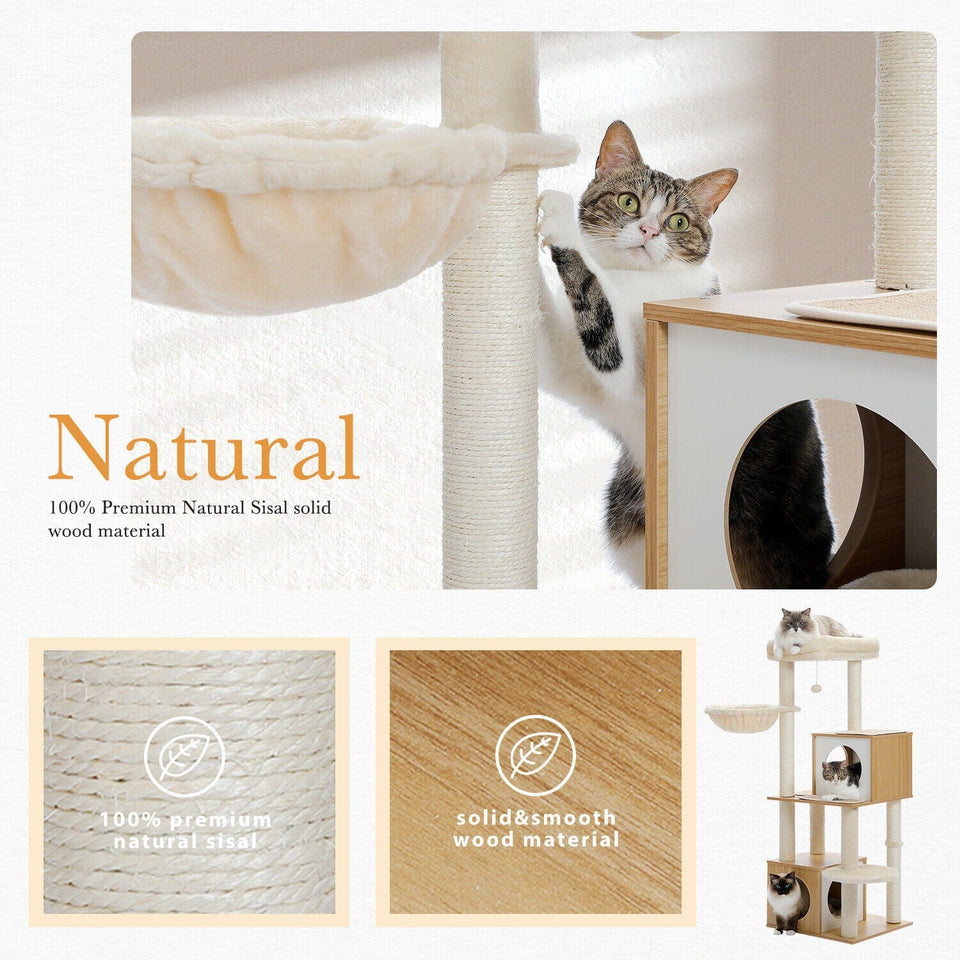 Cat Tree Palace - Cat Scratching Posts USA Cat Scratching Post Specialists | Cat Scratcher Trees & Poles 51.2" Dual Condo Cat Tree Scratching Post/ Pole