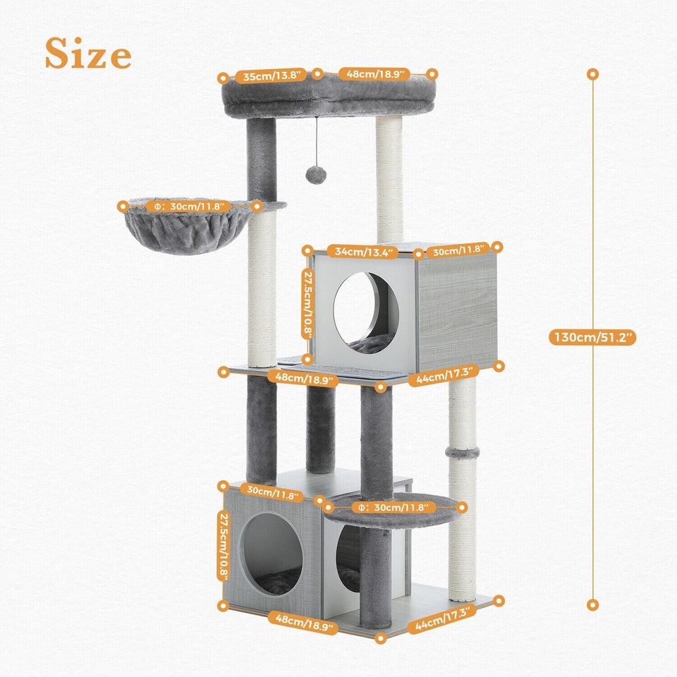 Cat Tree Palace - Cat Scratching Posts USA Cat Scratching Post Specialists | Cat Scratcher Trees & Poles 51.2" Dual Condo Cat Tree Scratching Post/ Pole