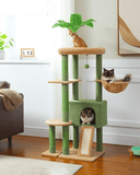 Cat Tree Palace - Cat Scratching Posts USA Cat Scratching Post Specialists | Cat Scratcher Trees & Poles 53" Multilevel Palm Leaf Cat Tree Condo