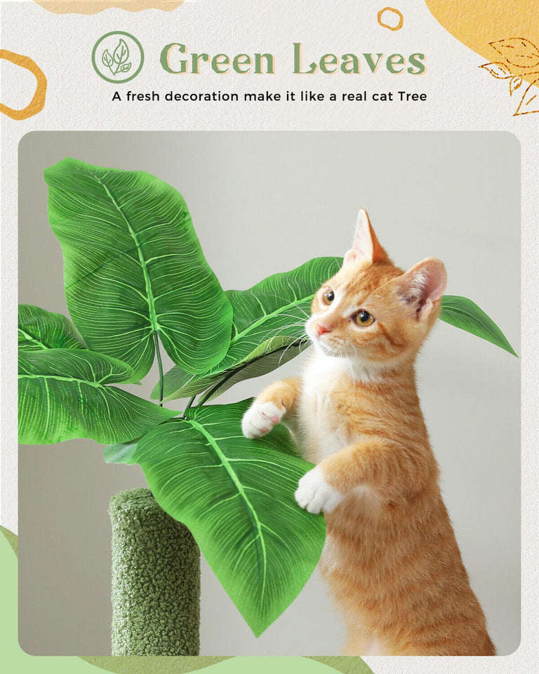 Cat Tree Palace - Cat Scratching Posts USA Cat Scratching Post Specialists | Cat Scratcher Trees & Poles 53" Multilevel Palm Leaf Cat Tree Condo