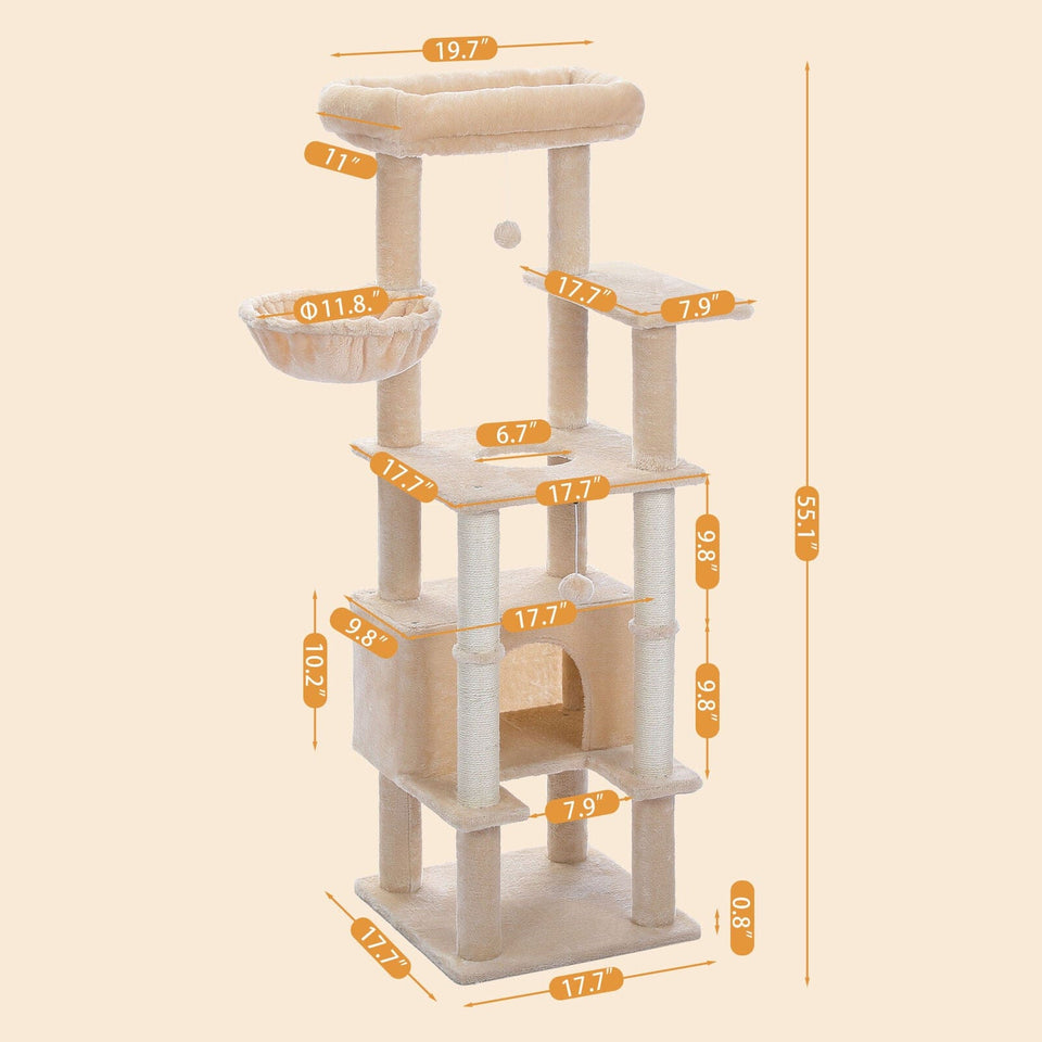 Cat Tree Palace - Cat Scratching Posts USA Cat Scratching Post Specialists | Cat Scratcher Trees & Poles 55.1" Cat Scratching Post / Tree / Pole - Beige