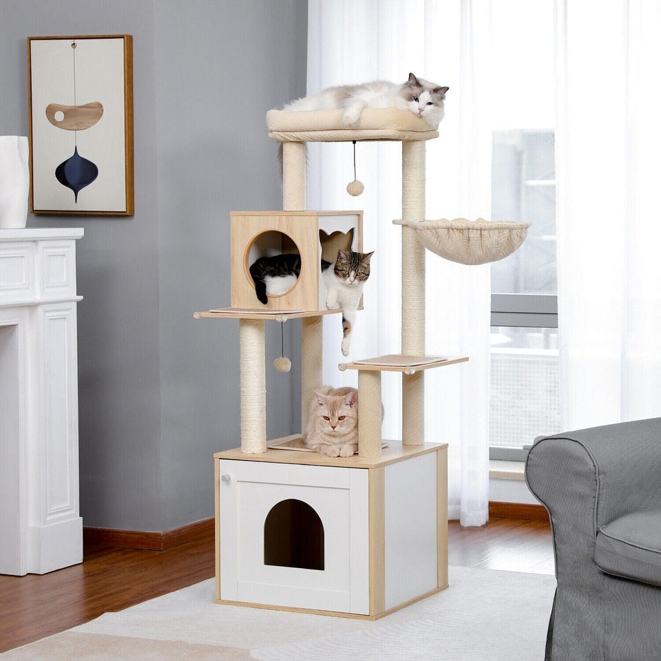 Cat Tree Palace - Cat Scratching Posts USA Cat Scratching Post Specialists | Cat Scratcher Trees & Poles 56" Multi Level Cat Scratching Post / Tree / Pole
