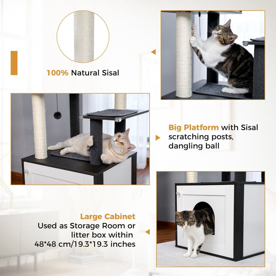 Cat Tree Palace - Cat Scratching Posts USA Cat Scratching Post Specialists | Cat Scratcher Trees & Poles 56" Multi Level Cat Scratching Post / Tree / Pole