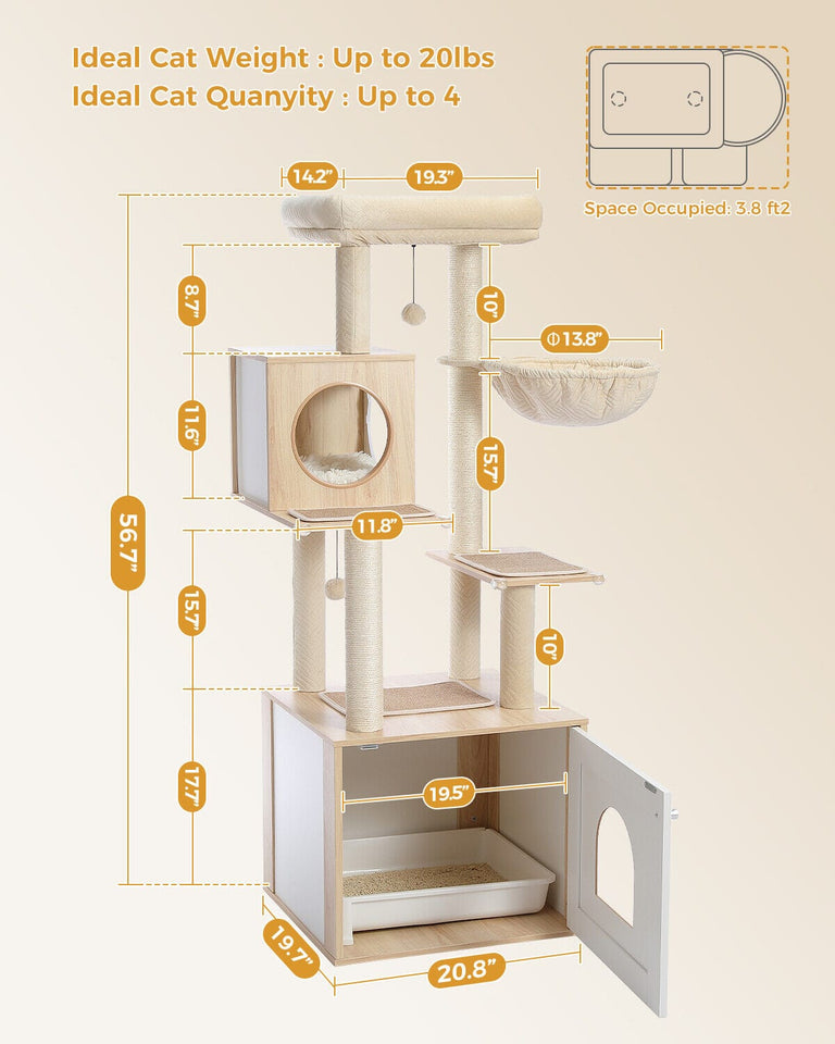 Cat Tree Palace - Cat Scratching Posts USA Cat Scratching Post Specialists | Cat Scratcher Trees & Poles 56" Multi Level Cat Scratching Post / Tree / Pole