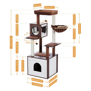 Cat Tree Palace - Cat Scratching Posts USA Cat Scratching Post Specialists | Cat Scratcher Trees & Poles 56" Multi Level Cat Scratching Post / Tree / Pole