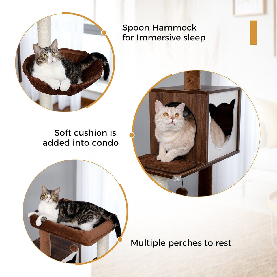 Cat Tree Palace - Cat Scratching Posts USA Cat Scratching Post Specialists | Cat Scratcher Trees & Poles 56" Multi Level Cat Scratching Post / Tree / Pole
