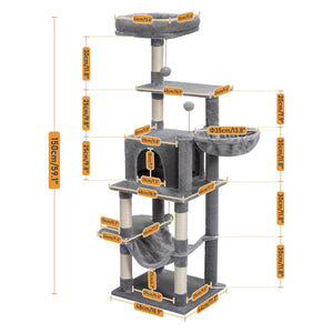 Cat Tree Palace - Cat Scratching Posts USA Cat Scratching Post Specialists | Cat Scratcher Trees & Poles 59.1" Cat Scratching Post / Tree / Pole - Grey