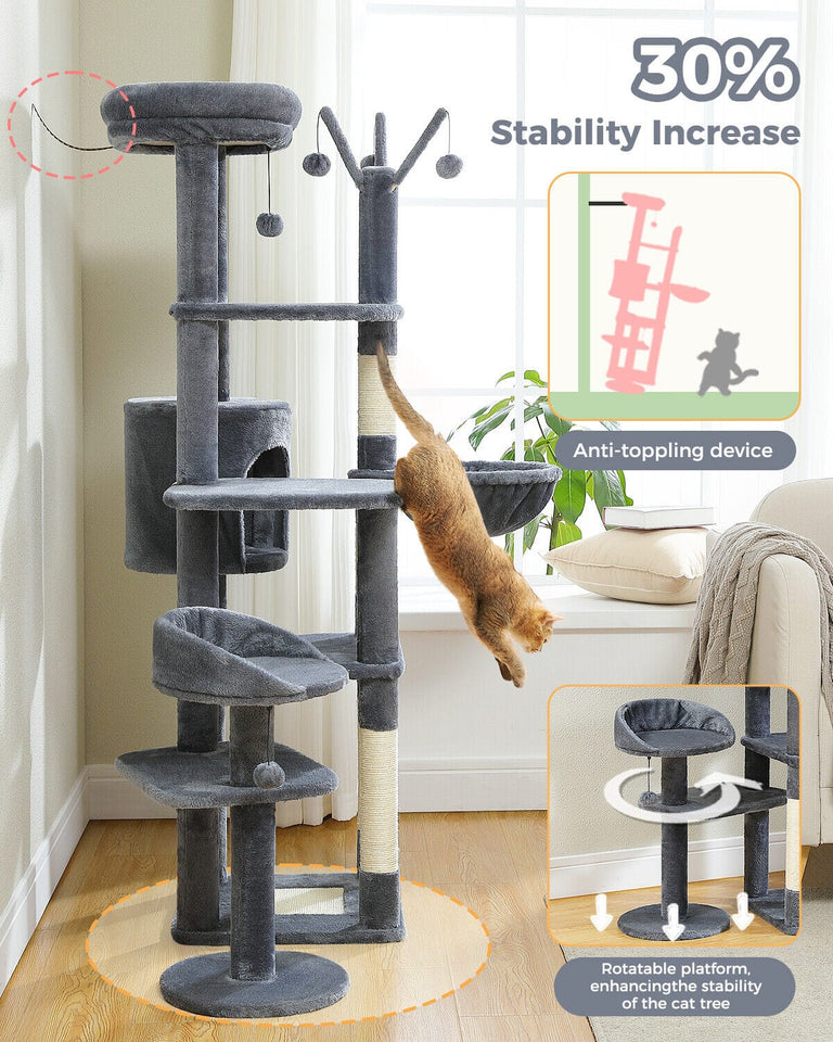 Cat Tree Palace - Cat Scratching Posts USA Cat Scratching Post Specialists | Cat Scratcher Trees & Poles 59" Multilevel Cat Scratching Tree With Condo