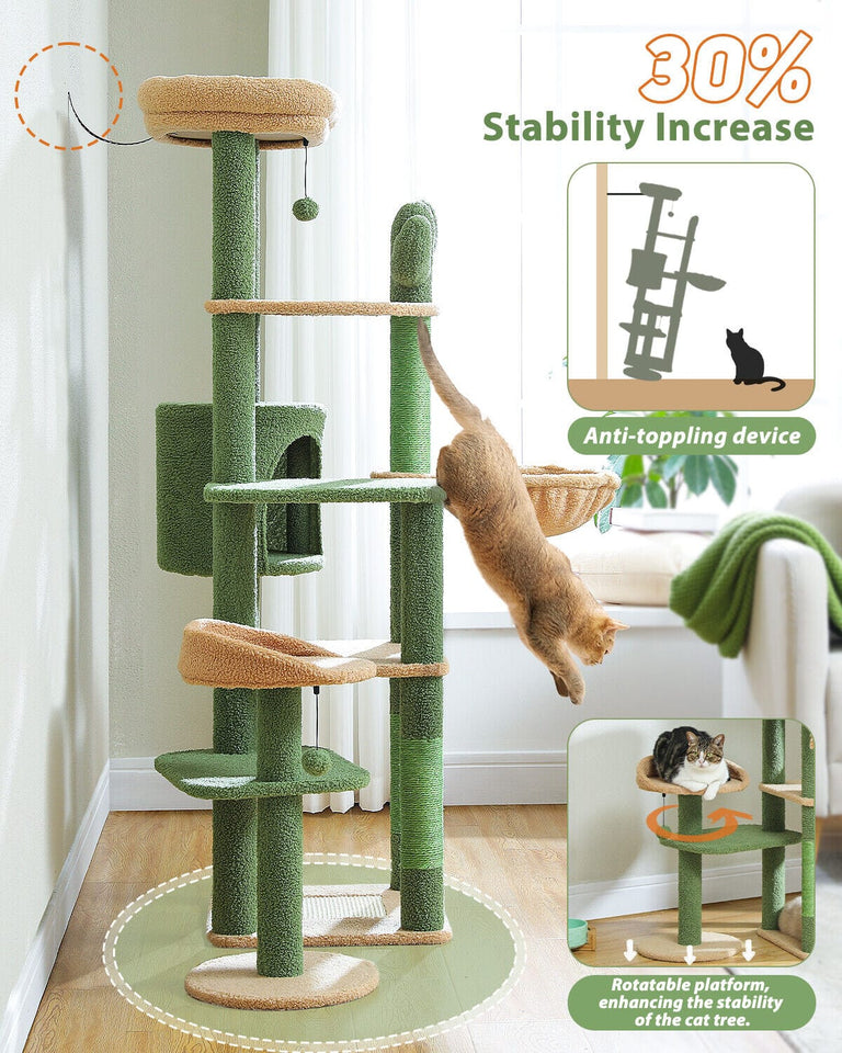 Cat Tree Palace - Cat Scratching Posts USA Cat Scratching Post Specialists | Cat Scratcher Trees & Poles 59" Multilevel Cat Scratching Tree With Condo