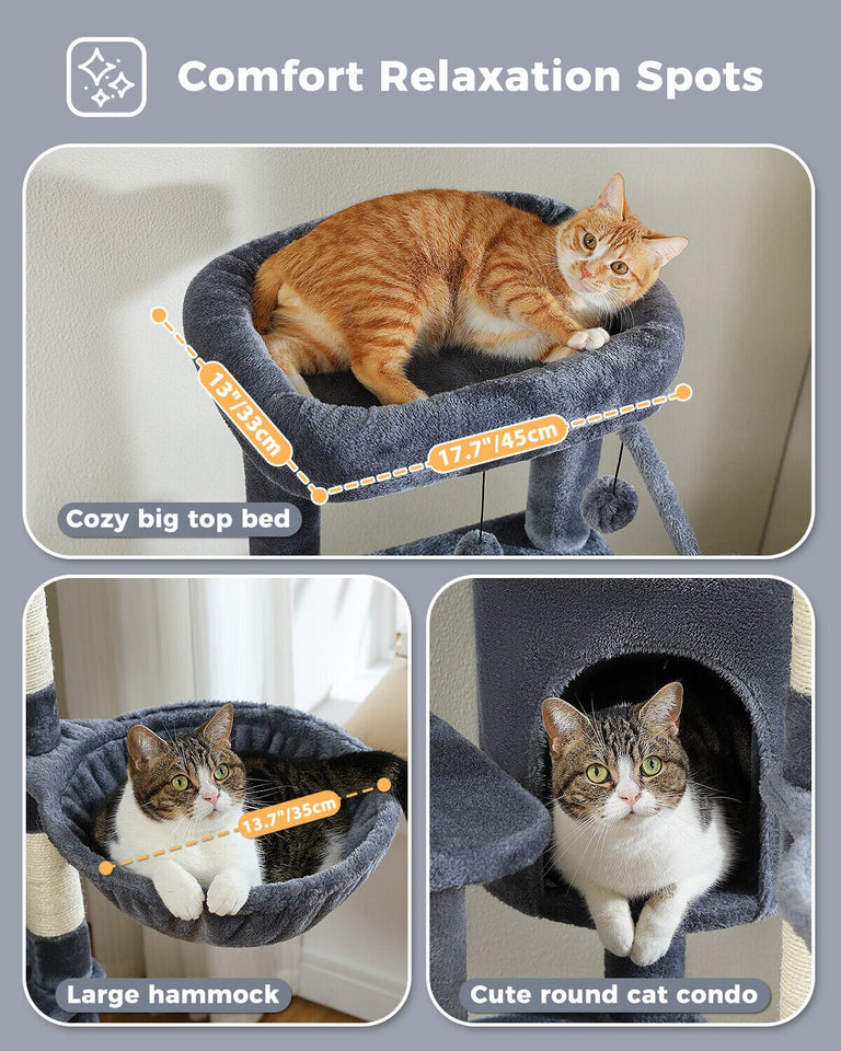Cat Tree Palace - Cat Scratching Posts USA Cat Scratching Post Specialists | Cat Scratcher Trees & Poles 59" Multilevel Cat Scratching Tree With Condo