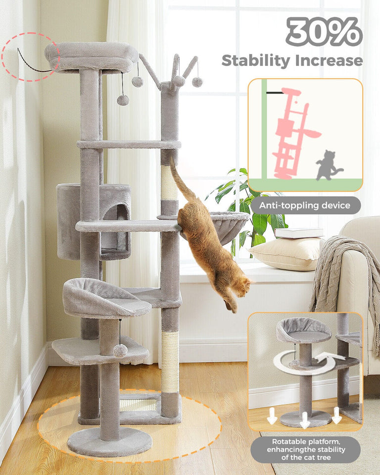 Cat Tree Palace - Cat Scratching Posts USA Cat Scratching Post Specialists | Cat Scratcher Trees & Poles 59" Multilevel Cat Scratching Tree With Condo