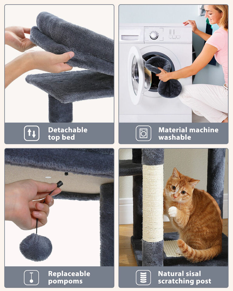 Cat Tree Palace - Cat Scratching Posts USA Cat Scratching Post Specialists | Cat Scratcher Trees & Poles 59" Multilevel Cat Scratching Tree With Condo