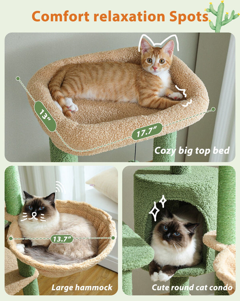Cat Tree Palace - Cat Scratching Posts USA Cat Scratching Post Specialists | Cat Scratcher Trees & Poles 59" Multilevel Cat Scratching Tree With Condo