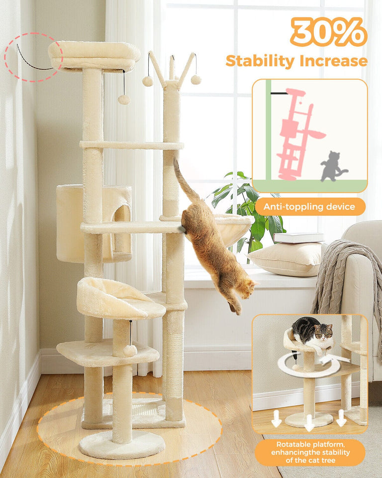 Cat Tree Palace - Cat Scratching Posts USA Cat Scratching Post Specialists | Cat Scratcher Trees & Poles 59" Multilevel Cat Scratching Tree With Condo