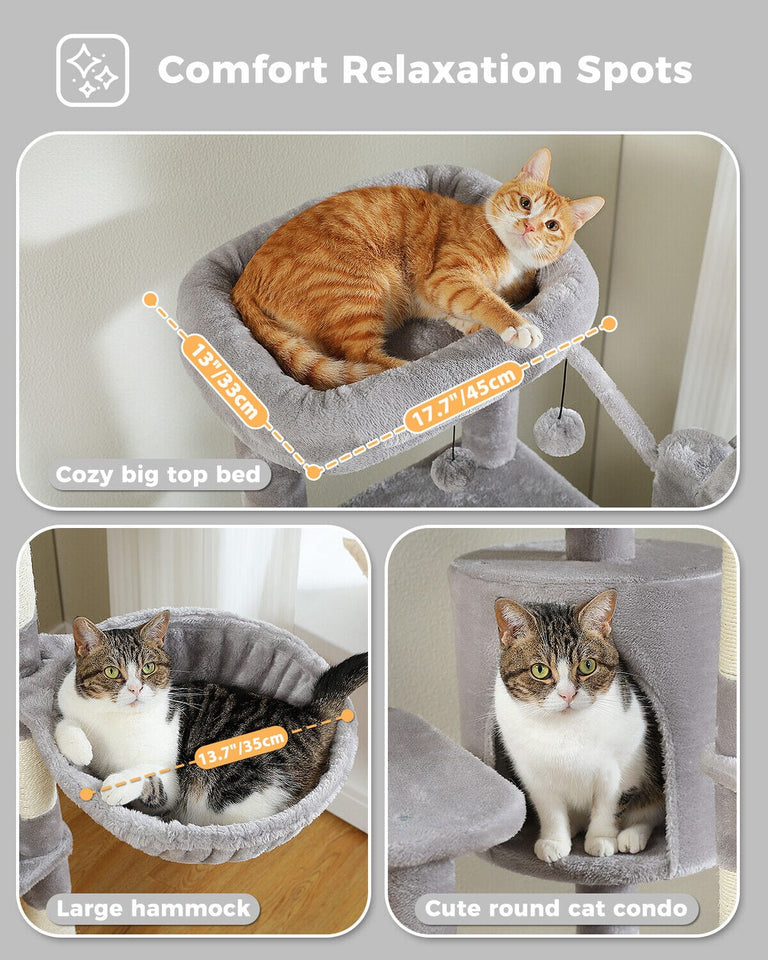 Cat Tree Palace - Cat Scratching Posts USA Cat Scratching Post Specialists | Cat Scratcher Trees & Poles 59" Multilevel Cat Scratching Tree With Condo