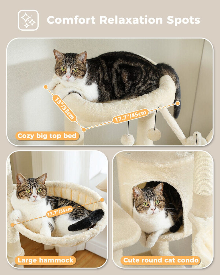 Cat Tree Palace - Cat Scratching Posts USA Cat Scratching Post Specialists | Cat Scratcher Trees & Poles 59" Multilevel Cat Scratching Tree With Condo